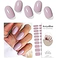 AutyaMee Semi Cured Gel Nail Strips (Nude Purple), 20 Pcs Gel Nail Wraps, Stickers, UV Light Required, Salon Quality, Long Lasting