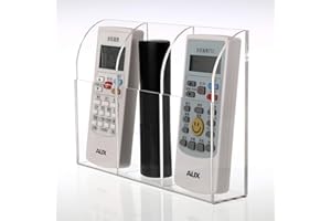 BTSKY Wall Mount Remote Control Holder Clear Acrylic with Film Cover Media Organizer Storage Box Coffee Table and Nightstand 