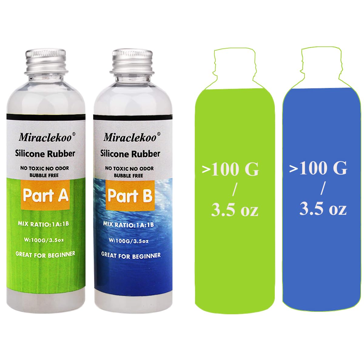 Silicone Mold Making Kit Liquid Silicone Rubber 15A Platinum Silicone Translucent Mold Making Silicone for Casting Resin Molds, Silicone Molds (7 oz)