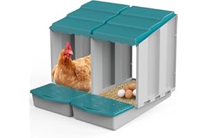 JELSVOP Nesting Boxes for Chicken Coop, Chicken Laying Boxes with Egg Collection & Perch for Easy Picking Protecting Eggs, Nesting Boxes for Laying Eggs with 2 Compartments