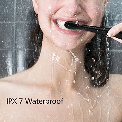 Fairywill Electric Toothbrush, Electric Sonic Toothbrush with 3 Optional Modes and 3 Replacement Heads,Pearl Black