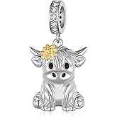 Yorionke Poodle/Pomeranian/Pug/Highland Cow Charm 925 Sterling Silver Cute Animal Charm for Bracelets Animal Jewelry Gifts for Women