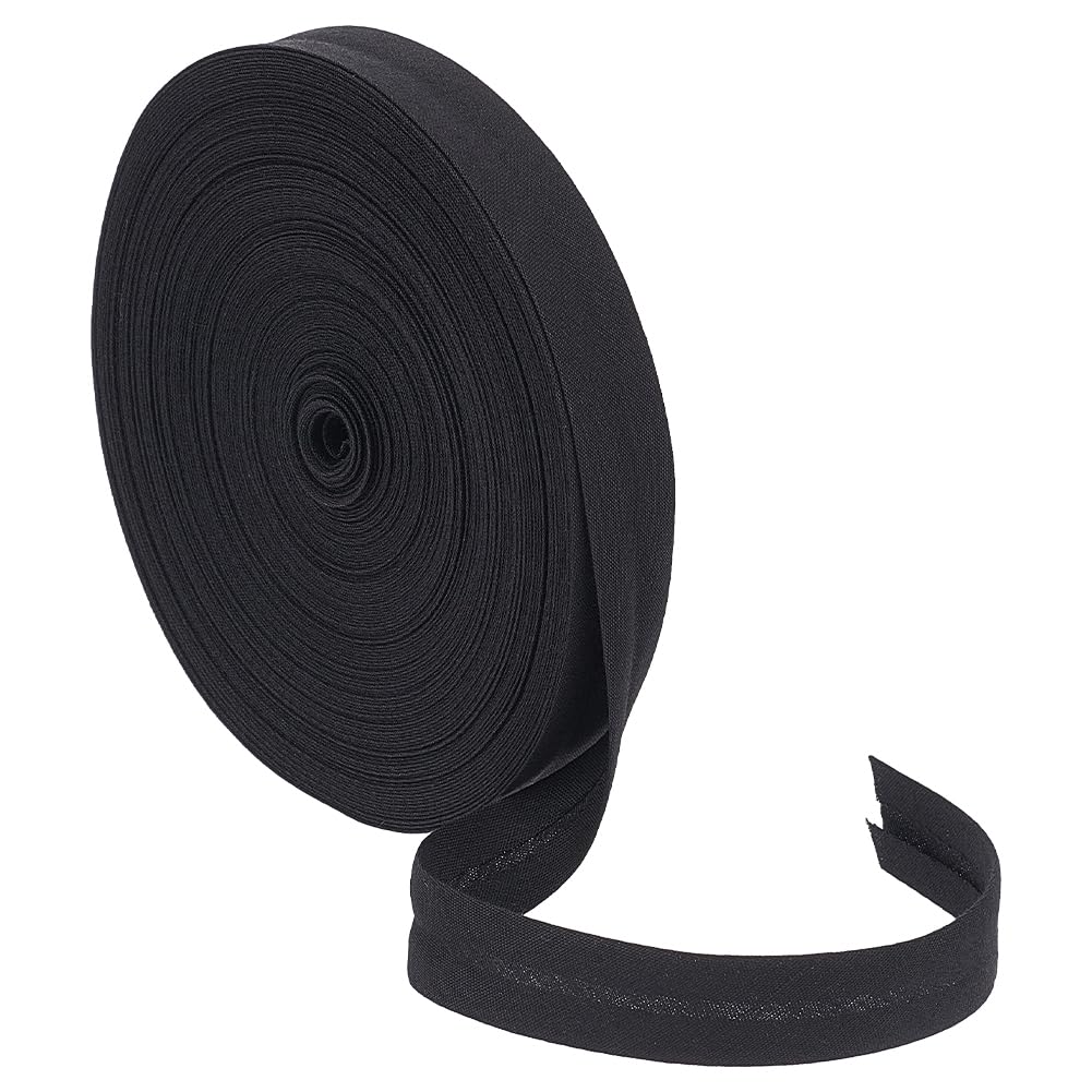 BENECREAT 21.87 Yards(20m) Single Fold Bias Tape, 14mm Wide Black Bias Binding Tape Hemming Tape for DIY Garment Sewing, Seaming, Piping, Quilting