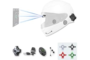 MOTOEYE E6+ Motorcycle Helmet HUD, Head Up Display, Bluetooth,GPS, CarPlay, Android Auto, Mesh Intercom, Rearview Camera, Remote Control, Noise Reduction, RGB Lights, IP66 for All Helmets (E6+)