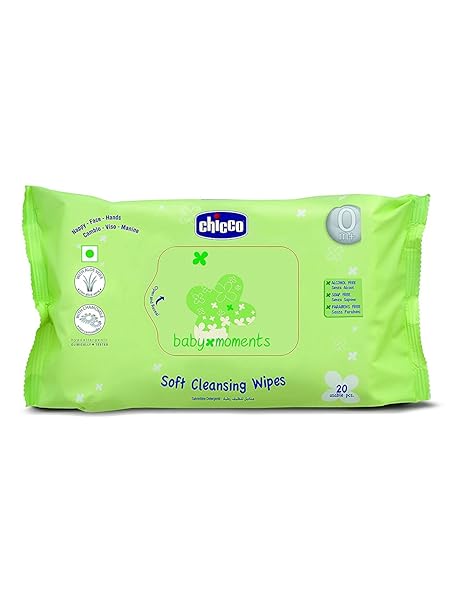 Chicco Baby Moments Cleansing Baby Wipes (White, 20 Pieces)