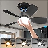 20" E26 Socket Fan Light with Remote, 30W 2000 Lumens, 3 Colors 3000-6000K Socket Breeze small ceiling fans with lights 6 Speed Wind Light Bulb Fan for Bedroom, Living Room, Kitchen, Laundry Room