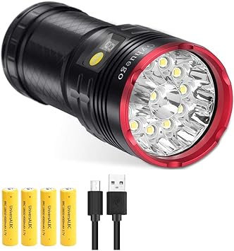 linterna led de 10000 lumenes linterna de mano recargable de alto lumen 12 ledes de luz de emergencia 4 modos con pantalla de alimentacion y