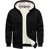 HOOD CREW Men’s Zip Up Hoodie Thicken Sweatshirts Winter Fleece Sherpa Lined Warm Hooded Jacket Coats