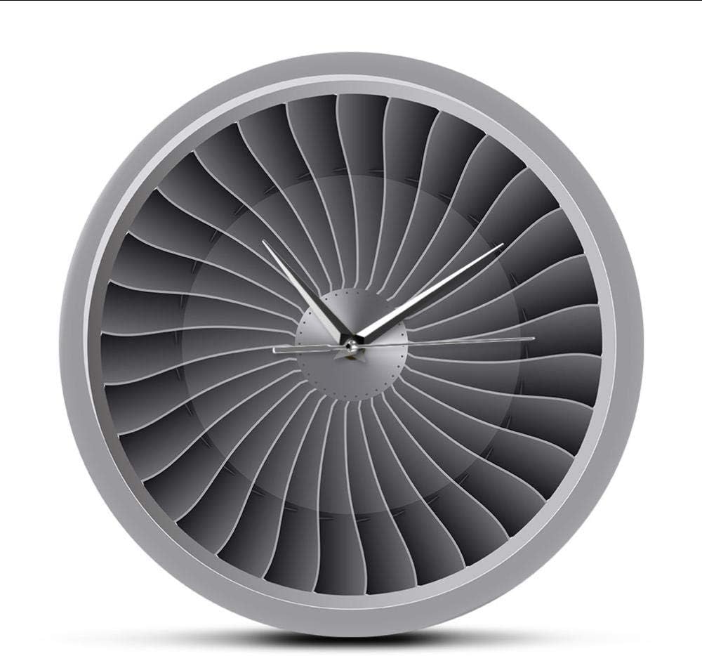 Huanxidp Jet Engine Turbine Fan Aviator Wall Clock Airplane Modern Wall Art Timepiece Aviation Home Decor Jet Artwork Pilot Wall Watch Diameter: 30cm