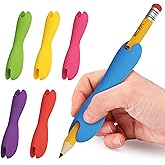 Pencil Holder Grips for Kids and Adults,6-Pack Silicone Holders for Handwriting,Drawing,Ergonomic Dual-Head Design for Right or Left-Handed Use,Improves Grip Control,Assorted Colors