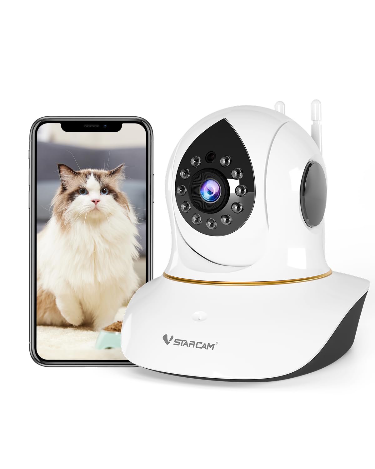 VSTARCAM Interactive Pet Camera with Dual WiFi Antennas, 360° Pan-Tilt ...