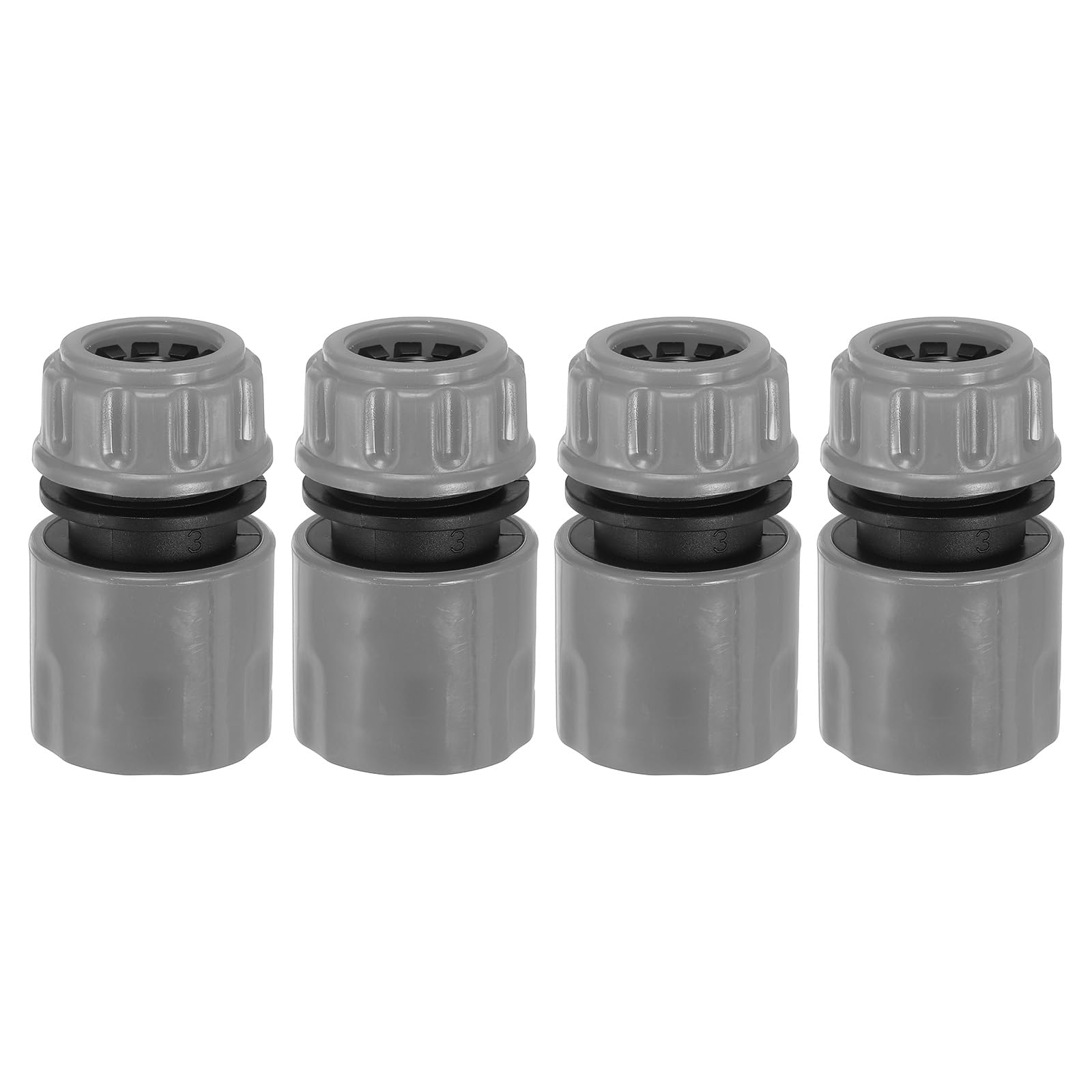 PATIKIL 1/2" Garden Hose Quick Connector Repair Extender, 4 Pcs Plastic Garden Water Hose Connectors Fittings Leakproof Design, Grey