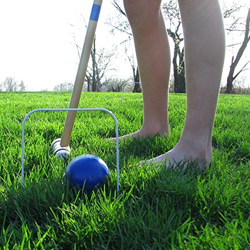 Croquet Set- Wooden Outdoor Deluxe Sports Set with Carrying Case- Fun Vintage Backyard Lawn Recreation Game, Kids or Adults by Hey! Play! (6 Players) (Renewed) - Thumbnail 4