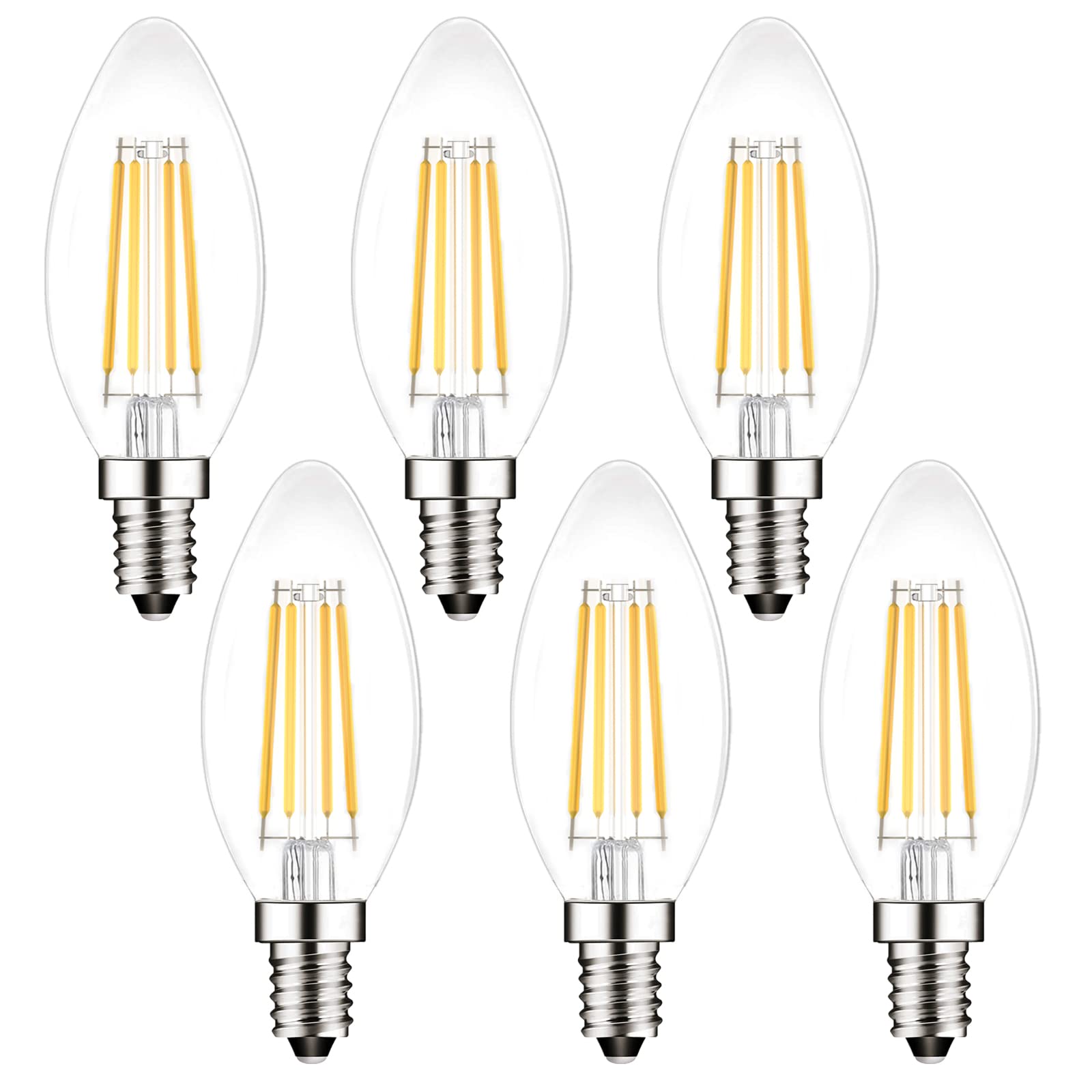 E14 Led SES Candle Light Bulb,Small Screw,4W Equivalent 40W, Warm White 2700K,400Lm,Pack of 6