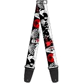 Buckle-Down Guitar Strap Fright Night Black White Red 2 Inches Wide