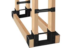 SnugNiture Outdoor Firewood Log Storage Rack Bracket Kit, Adjustable Log Rack Holder, Fireplace Wood Storage Holder with Screws, Black