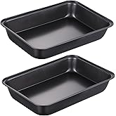 Lnrueg Lasagna Pan 2 Pcs - 11×7×2 inch Rectangular Deep Cake Brownie Pan with Stainless Steel Core & Non Stick Coating - for Baking Roasting, Toxic Free & Durable, Oven Safe & Easy Clean