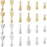 SUPERFINDINGS 48Pcs 6 Style Brass Pendant Pinch Bails Ice Pick Pinch Bail Snap on Hooks Bead Pendant Connector Bail Clasp Dangle Charm Jewelry Clasps for Pendants Necklace Jewelry DIY Craft Making