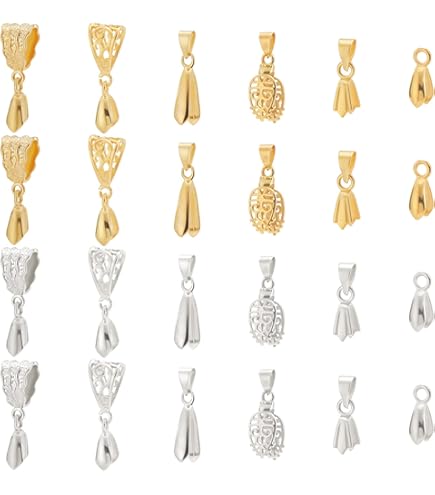 SUNNYCLUE 240 Pezzi Ganci A Pizzico Per Ciondoli – Bails In Acciaio Inossidabile Argento E Dorato – 8.5 Mm Connettori Per Bigiotteria Fai Da Te - 5
