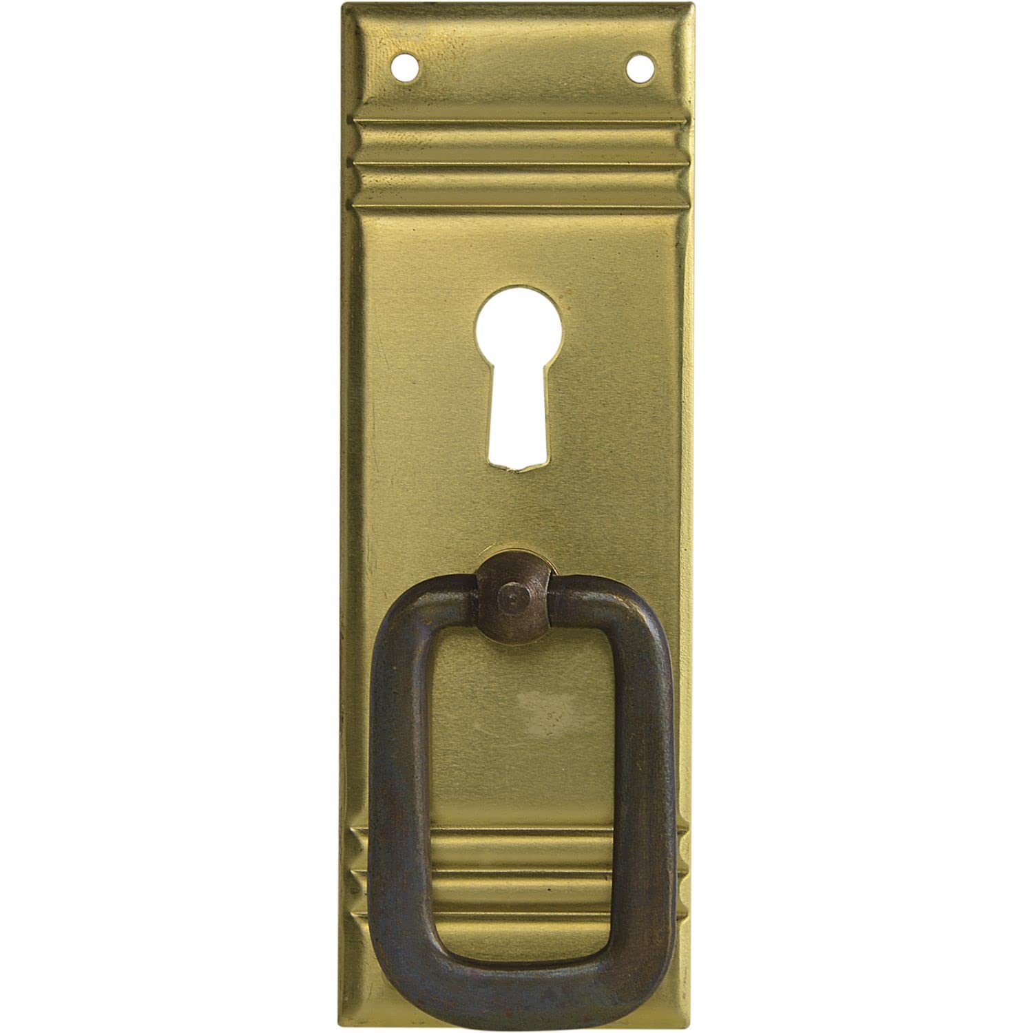 Schorgöhfer & Frehe Furniture Handle Country House Style LA 59 mm - Large Folding Handle with Keyhole - Cabinet Handle Standing Width 33 mm, Height 96 mm, Raw Brass