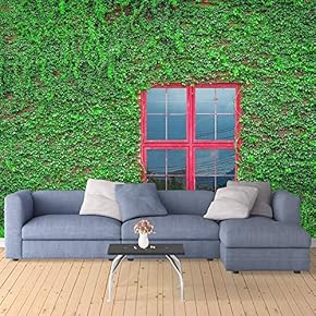 Wall Mural The Lush Plants with a Antique Window Removable Self-Adhesive Large Wallpaper - 66x96 inches