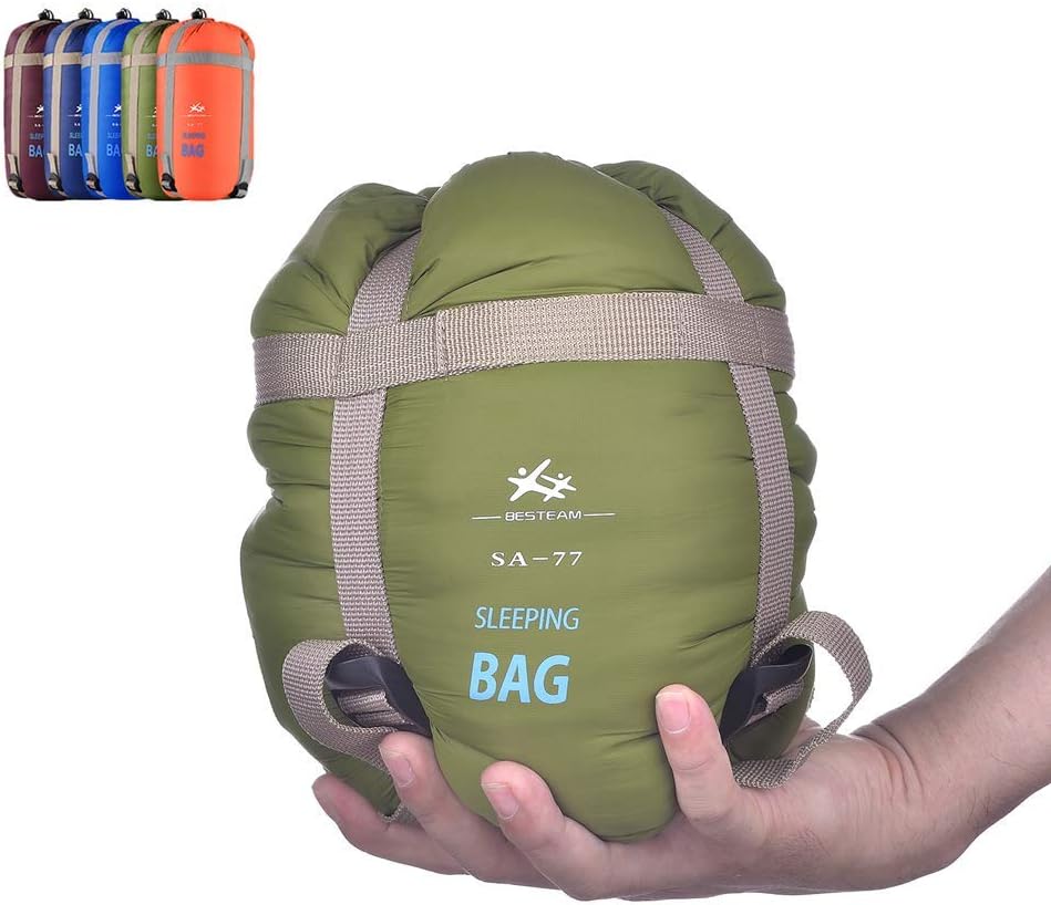 BESTEAM Ultra-Light Warm Weather Envelope Sleeping Bag, 75" L x 30" W, Outdoor Camping, Backpacking & Hiking - Fit for Kids, Teens and Adults - Spring, Summer & Fall - Waterproof & Compact