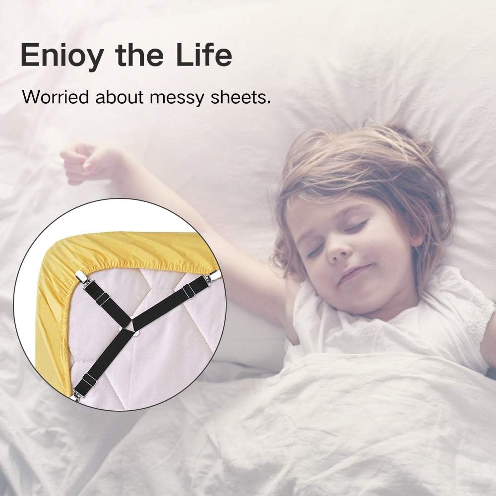 Bed Sheet Fasteners, 4 PCS Adjustable Triangle Elastic Suspenders Gripper Holder Straps Clip for Bed Sheets,Mattress Covers, Sofa Cushion: Home & Kitchen