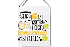 Xiolcxdr Kitchen Lemon Sign Support Your Local Lemonade Stand Wooden Sign Plaque Wall Hanging Posters Artwork 10”X8” Perfect Home Decoration