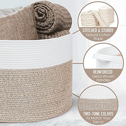 HOMECLASS6 XXL Blanket Basket Living Room 20 x 20 x 13.3 inch Cotton