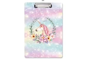 WAVEYU Cute Clipboard Hardboard for Kids Teens, Decorative Pink Clipboard with Low Profile Clip Chic Designed for Students Classroom School and Office Use, Cute(12.5"x9")