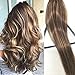Hair Extensions Clip in Human Hair Middle Brown with Blonde Balayage Soft Straight Clip in Hair Extensions 20 inches 70g 7 Pcs Double Weft Natural
