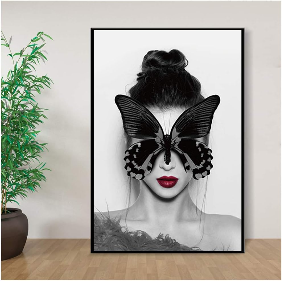 LIPENGYU Cuadro en Lienzo Chica Cartel en Blanco y Negro Pintura Cuadro