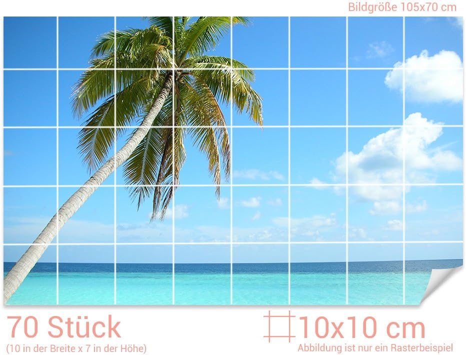 GRAZDesign Wandfliesen selbstklebend Palme - Klebefolie Fliesen maritim