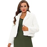 Allegra K Women's Winter Wedding Faux Fur Bolero Jacket Loose Formal Faux Fur Coat