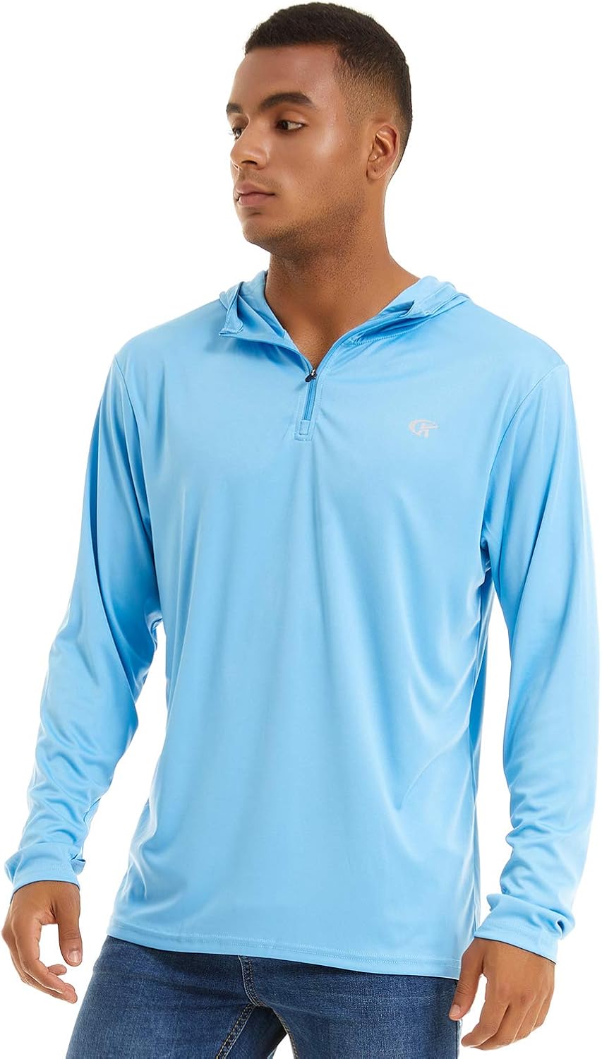 Satankud Mens UPF 50+ UV Sun Protection Athletic Hoodie Thumb Long Sleeve Fishing Shirt at  Men’s Clothing store