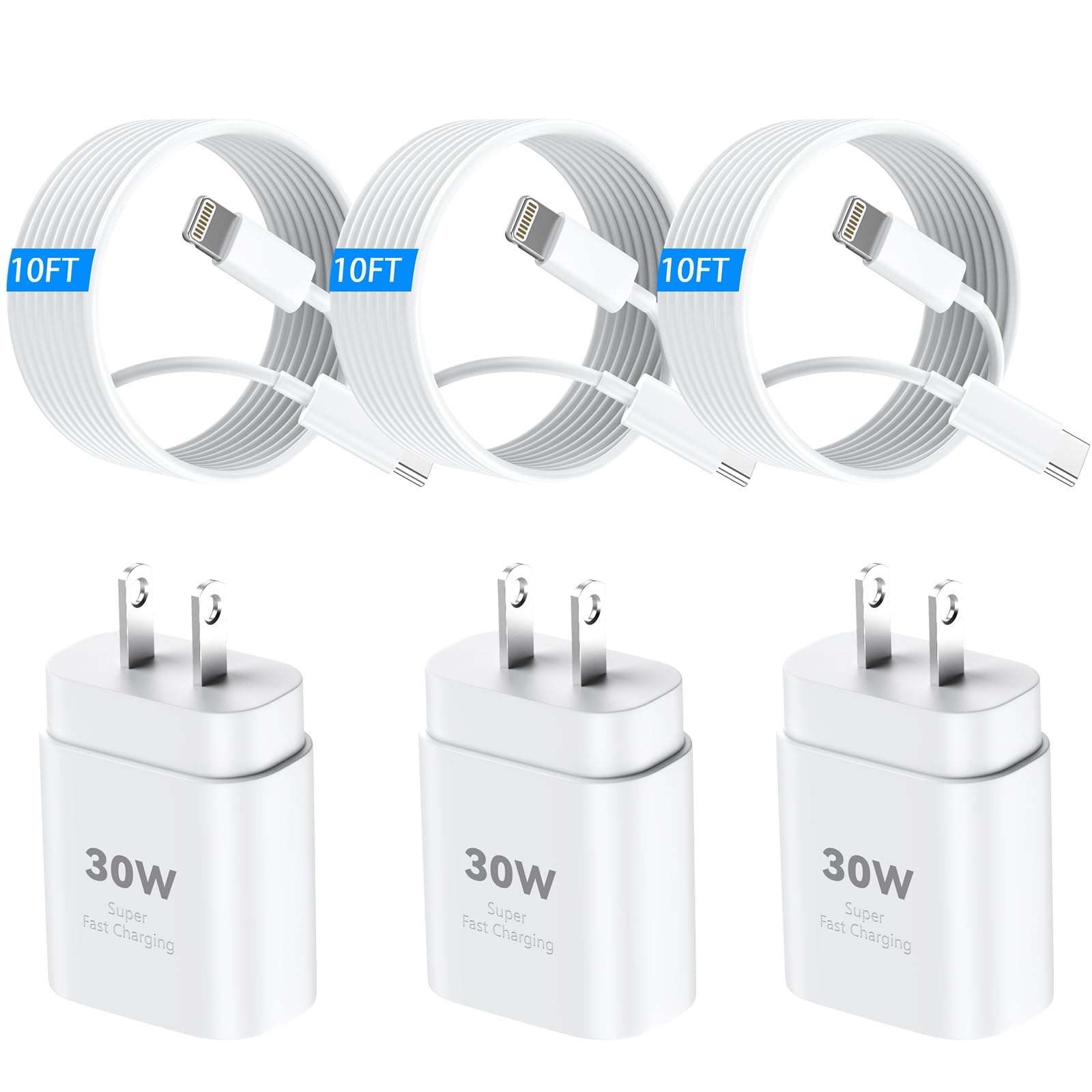 iPhone 14 13 12 11 Charger Fast Charging[MFi Certified],10Ft Extra Long USB C to Lightning Cable Cord & 30W USB C iPhone Charger Type C Chargers for iPhone 14/13/12/11 Pro Max,Plus,Mini,Pro/XS/SE/iPad