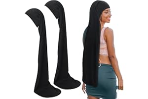 Twistover 2 Pcs Jumbo Dreadlock Cap Hair Dreads Head Wrap Loc Wraps for Dreads Hair Accessories for Men Women Sleeping(Black,Black,37 Inches)