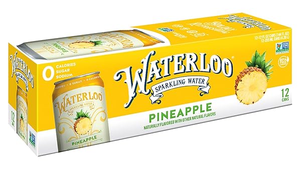WATERLOO SPARKLING WATER, PINEAPPLE NATURALLY FLAVORED, 12 FL OZ CANS, PACK OF 12 | ZERO CALORIES | ZERO SUGAR OR ARTIFICIAL SWEETENERS | ZERO SODIUM