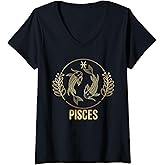 Womens Pisces Zodiac Sign Pisces Astrology Pisces Birthday V-Neck T-Shirt