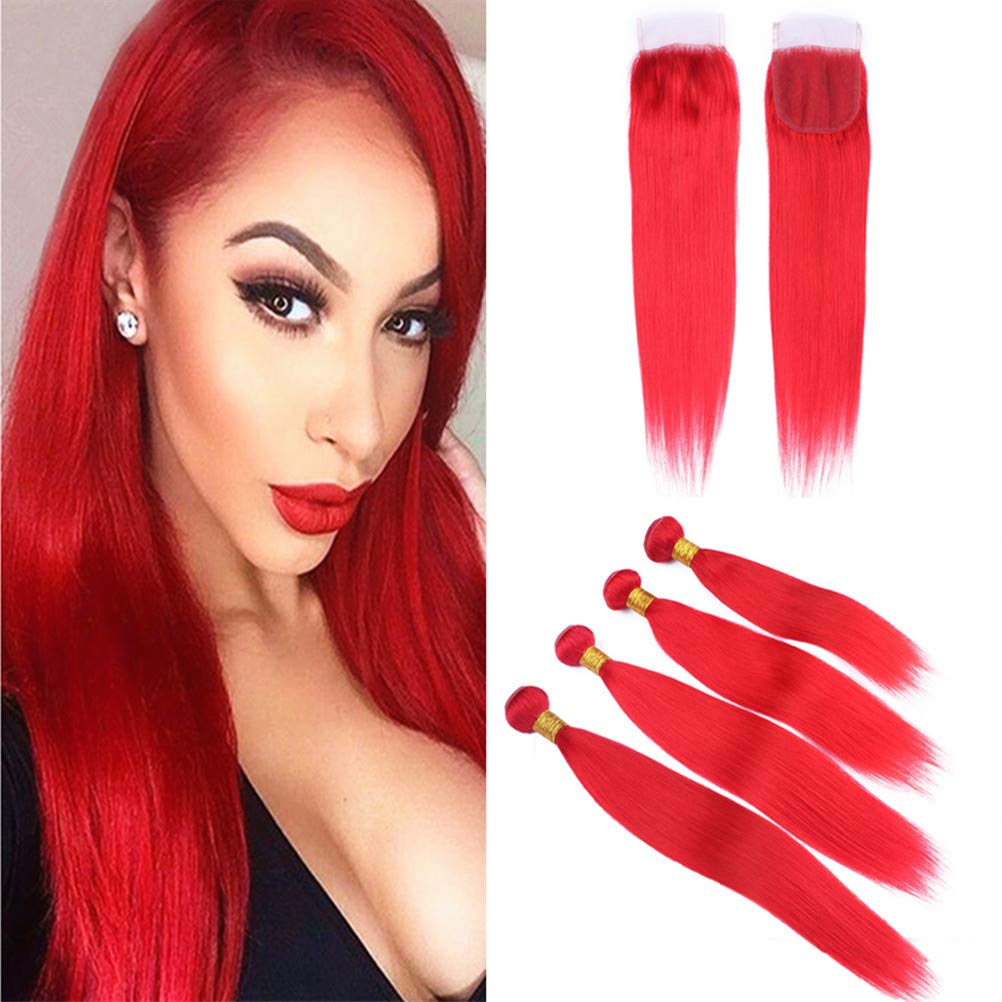 Amazon Com Zara Hair Silky Straight Red Human Hair 4 Bundles
