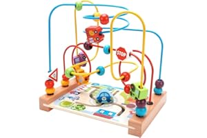 BCOATH Wooden Bead Maze Toy Ocean Theme Round Beads Maze Educational Boy Girl Toy for Year Old Boy