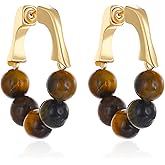 JDONL Boho Beaded Hoop Earrings for Women Bohemian Bead Mixed Color Huggie Earrings for Women
