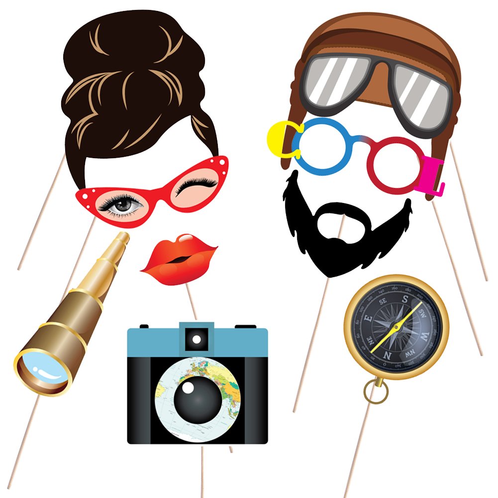 Travel Themed Adventure Await Party Photo Booth Props For World