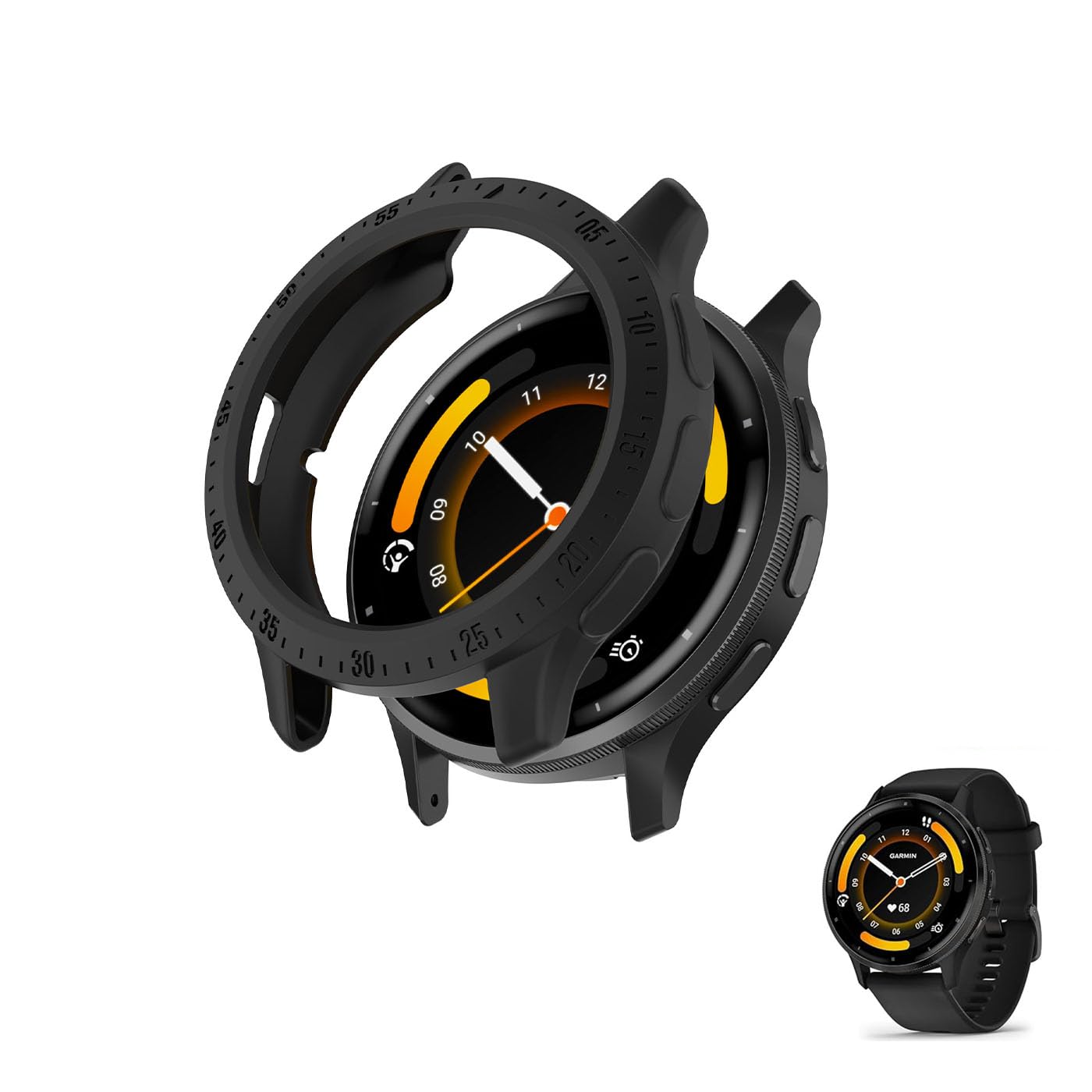 HOMTERN Case Designed for Garmin Venu 3 45mm ONLY, Soft TPU Lightweight Shell Drop-proof Scratch-Proof Flexible Armor Heavy Protective Case,Black