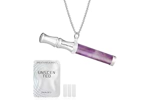 JISHANGXY Breathing Necklace for Anxiety, Stainless Steel Breathing Pendant Breathwork Tool for Calm Meditation & Stress Relief, Mindfulness Slow Breathing Trainer, Adjustable Chain, Gift for Women Men (Marble-white)