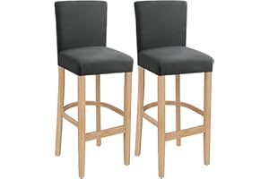 LANSHENG Bar Stool Covers Stretch Washable Removable Bar High Chair Covers Chair Slipcover Protector for Dining Room Furniture, Cafe , Home, Kitchen(Dark Gray,Set of 2)
