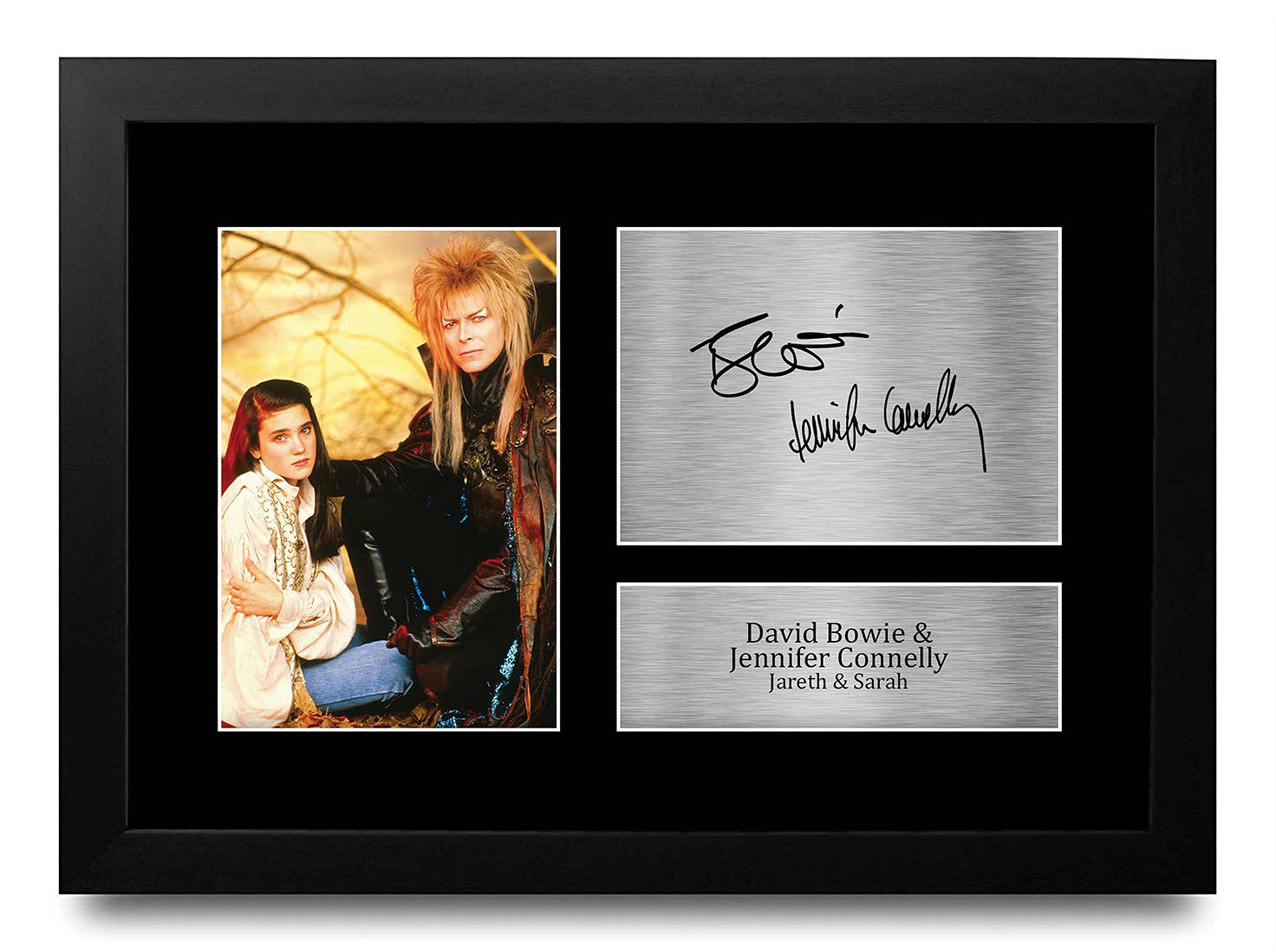 HWC Trading FR A4 David Bowie & Jennifer Connelly Labyrinth Gifts Printed Signed Autograph Picture for Movie Memorabilia Fans - A4 Framed — image 1
