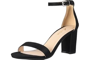 Ankis Heels for Women Open Toe Ankle Strap Chunky Heel Sandals 2.75 Inch