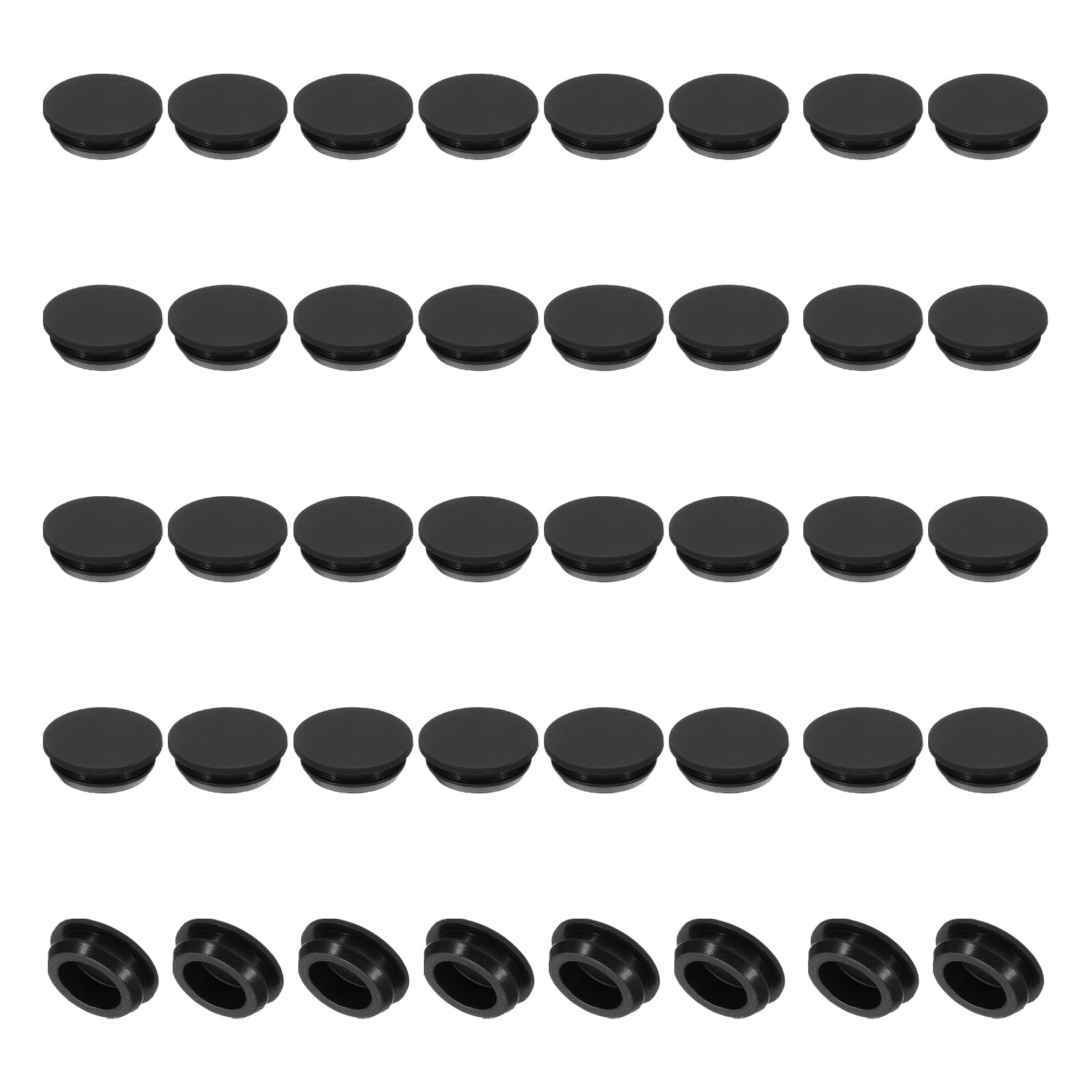PATIKIL 15mm Diameter Silicone Hole Plug, 40 Pcs Round Snap in Type Locking Furniture Button Protective Cover Cap Head Fit for 14.5-15.5mm Hole for Seal Bulkhead Cylinder Hole, Black โ image 1