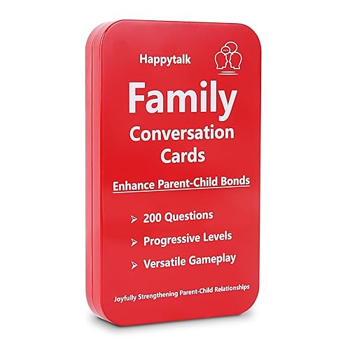 Happytalk Conversation Cards for Kids - 200 Engaging Questions for Family Game Night, Road Trips & Therapy Games, Perfect for Quality Family Time & Fun Conversations